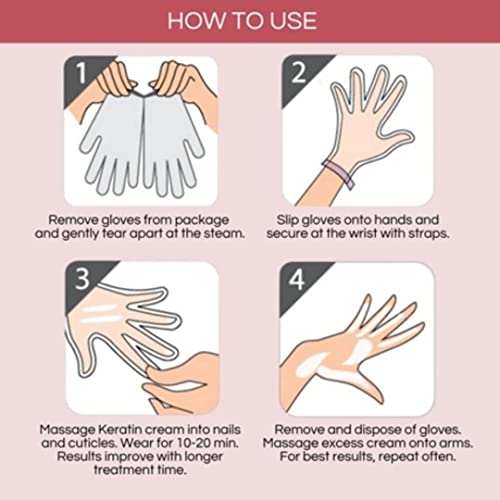 Bodipure Premium Hand Mask Keratin Gloves | Moisturizing Gloves for Dry Hands & Nail-Strengthening & Cuticle Softening | Spa Experience at Home | Chemical Free & for All Skin Types | 4 Pairs