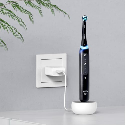 2-in-1 Wall Charger for Oral-B Braun Electric Toothbrush, 3-Port US Plug Charger Base for Oral B Genius Pro Smart Vitality Kids io2 io3 io4 io5 io6 Serie, IPX5, White