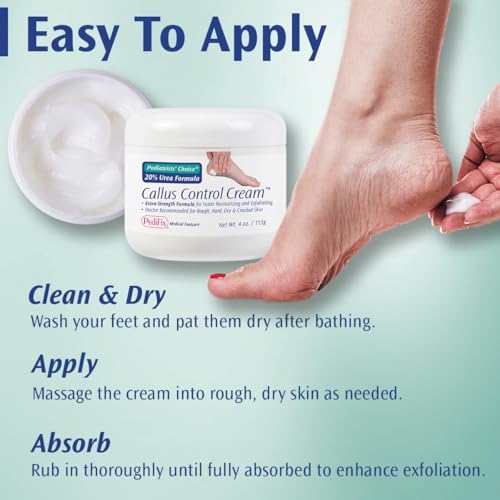 Pedifix Podiatrists' Choice 20% Urea Callus Control Extra Strength Foot Cream 4 Oz. (113g) - Professional Treatment for Dry, Cracked Feet, Callus & Foot Care Relief