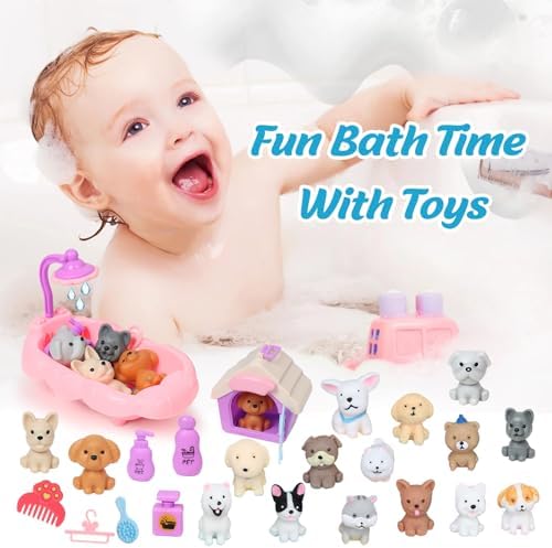 Bath Bombs for Kids with Toys Inside for Girls Boys, 12 Pack Kids Bath Bombs with Surprise Dog Pretend Playset, Handmade Bubble Bath Fizzies Birthday Christmas Gift Set