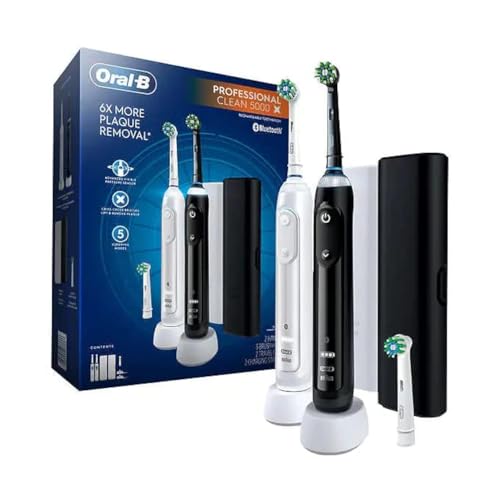 Oral-B Professional Clean 5000 X Electric Toothbrush Twin Pack, Rechargeable Power Toothbrushes - Pack of 2