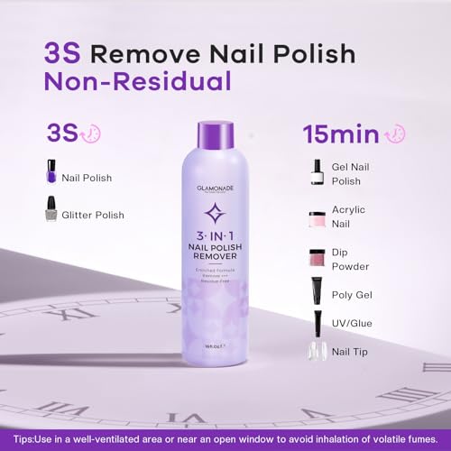 Acetone Nail Polish Remover: Professional Soak off Gel Nail Polish Remover Enriched with Natural Grape Seed Oil 16 Fl Oz for Gel Acrylic Nail Glue Dip Powder for Home Salon