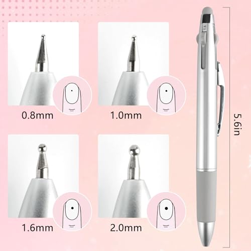 5 in 1 Nail Art Dotting Pen, Nail Dotting Pen Nail Art Dotting Tools in Ballpoint Pen Design Kit, Nail Art Tip Dot Paint Manicure Kit, Professional Nail Art Tool for Beauty Salons DIY (1PC, One Size)