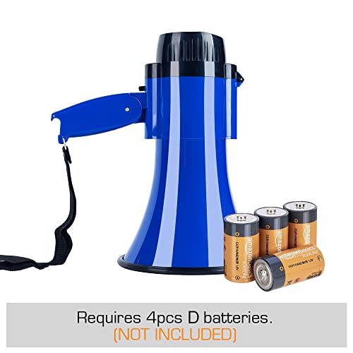 30 Watt Power Portable Megaphone Bullhorn Speaker Voice, Siren/Alarm and 240S Recording with Volume Control and Strap (Blue)