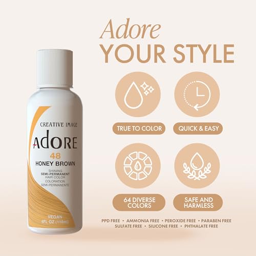 Adore Semi Permanent Hair Color - Vegan and Cruelty-Free Brown Hair Dye - 4 Fl Oz - 107 Mocha (Pack of 2)