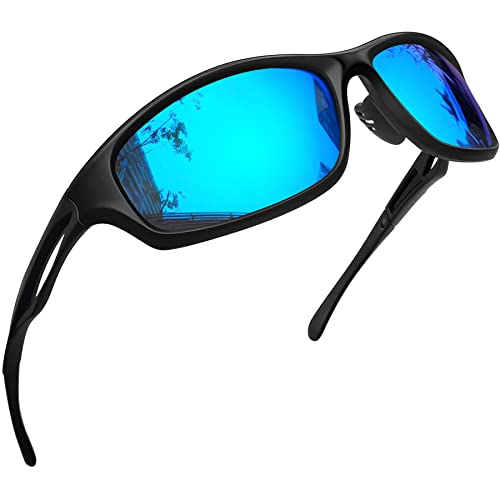 Joopin Sport Sunglasses Lightweight Running Glasses Polarized UV400 Trendy Wrap Around Shades for Women Men Sunnies (White Mirrored Green)