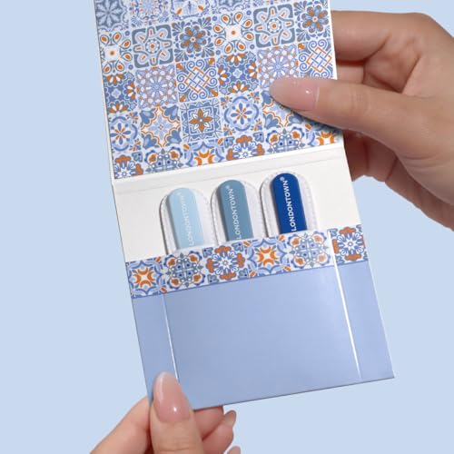 LONDONTOWN Mini Glass Double-Sided Nail File Set - Professional Travel-Sized Crystal Files with Case, Set of 3