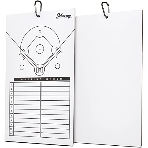 Murray Sporting Goods Dry Erase Coaches Clipboard | Double-Sided Dry Erase White Board (Baseball)
