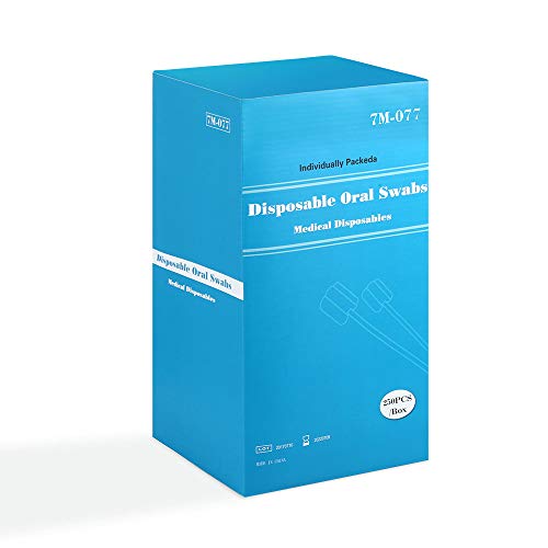 250 Count Unflavored Disposable Oral Swabs, Tooth Shape for Oral Cavity Cleaning Sponge Swab Individually Wrapped - 5 Colors