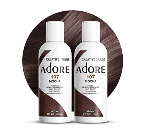 Adore Semi Permanent Hair Color - Vegan and Cruelty-Free Brown Hair Dye - 4 Fl Oz - 107 Mocha (Pack of 2)