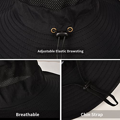 Sun Hats for Men Women Fishing Hat UPF 50+ Breathable Wide Brim Summer UV Protection Hat with Face Cover & Neck Flap