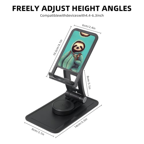 Slothful Student Cell Phone Stand 360° Adjustable Foldable Desktop Phone Holder Cradle Compatible with Most Mobile Phones Black