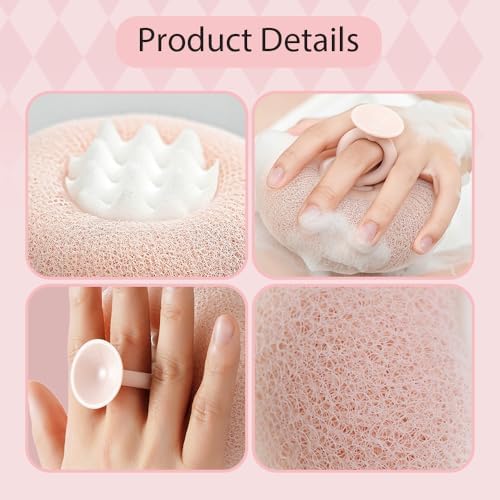 Super Soft Sunflower Bath Sponge – 2025 2-in-1 Exfoliator with Suction Cup for Shower & Bath (Pale Blue+Purple)