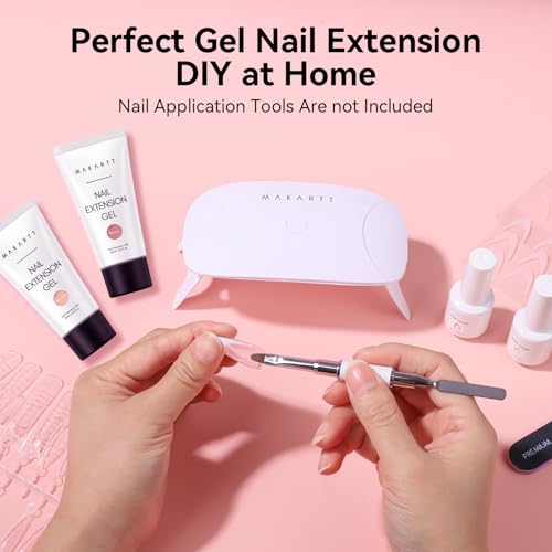 Makartt Poly Nail Gel Set: Nude & Dark Almond Gel Builder for Extension Neutral Colors Nail Strengthener 3D Diy Hard Gel for Nails Manicures Home Salon-2PCs 30ML