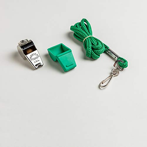 American Whistle Corporation American Classic Whistle - 126 db Solid Brass Whistle with Lanyards and Safe-T-Tip - Made in America (Green)