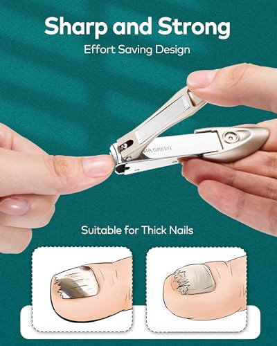 Nail Clippers for Thick Nails, Professional Nail Cutter with Catcher, Medical Grade Stainless Steel, Sharp and Durable Nail Clipper Kit for Men and Women, Bionics Design(Small and Big) M-1210plus