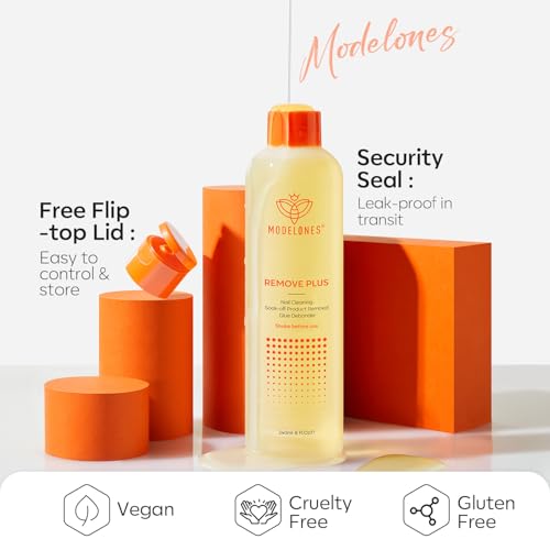 Modelones Nail Polish Remover, Acetone Nail Polish Remover Enriched with Jojoba Oil Gel Polish Remover for Gel Glue Acrylic Dip Powder Remover for Home Salon(8 FL.Oz., Pack of 2)