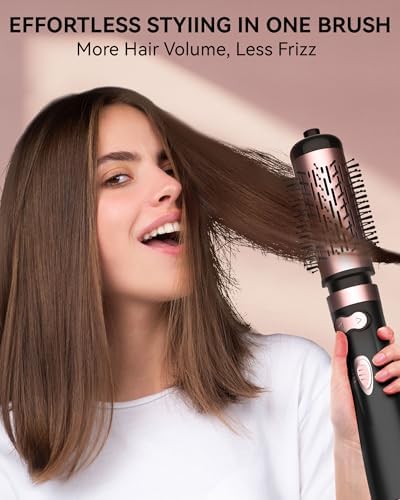 ANWA Rotating Hair Dryer Brush, 4-in-1 Hot Air Styler and Rotating Brush, Rotating Blow Dryer Brush with 2 Detachable Brushes(1.5"& 2"), Black