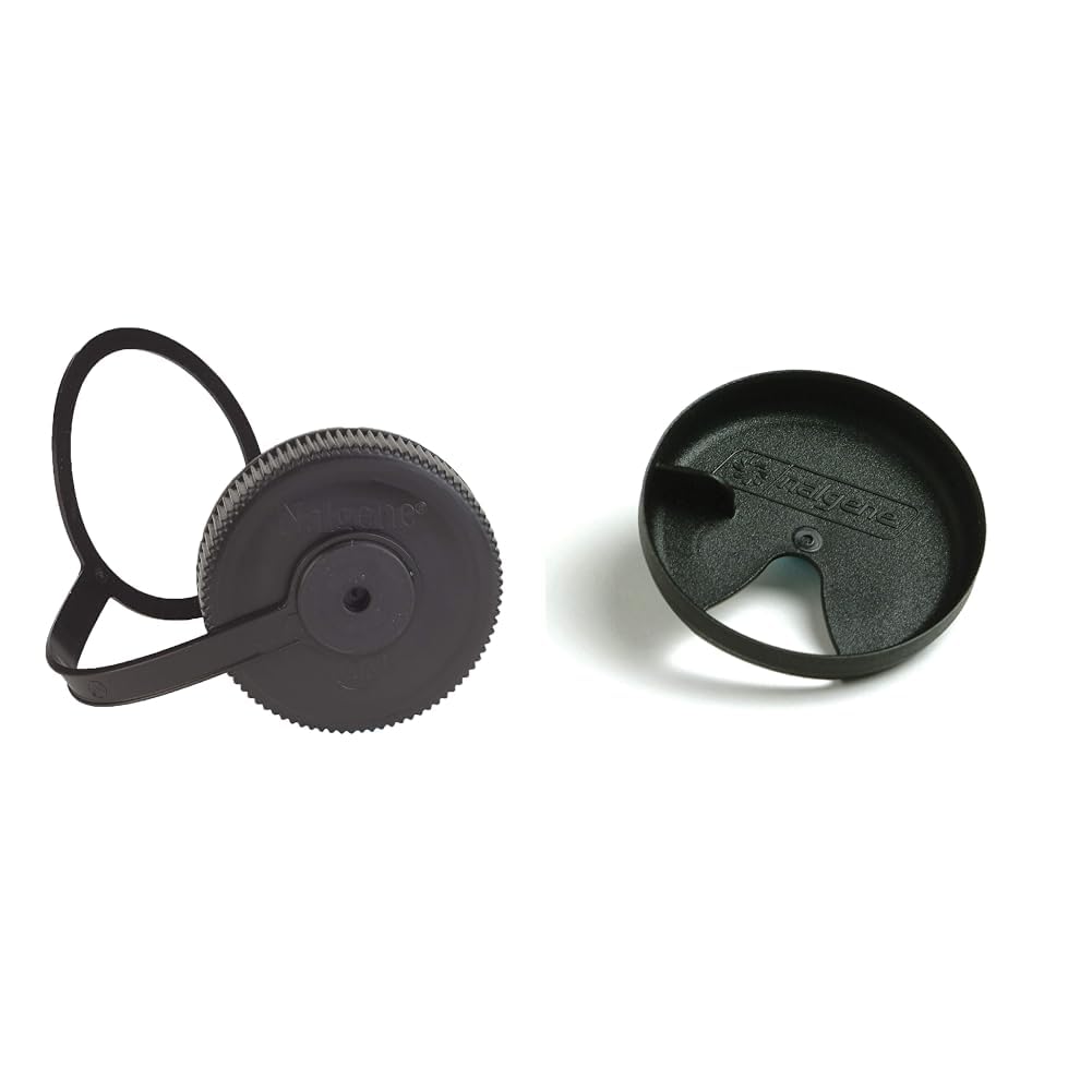 Nalgene Tritan Wide Mouth BPA-Free Water Bottle Lid, Black, 32 oz & Easy Sipper (Black, 1-Quart), 32 oz