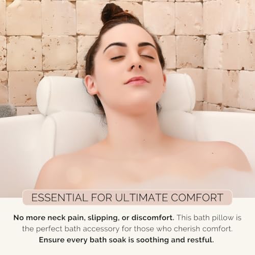 Bathtub Pillow for Neck and Shoulder - Spa Bath Pillows for Tub Neck and Back Support - Perfect Bath Accessories for Women - Relaxing Luxe Bath - Ideal Bath Gift Set for Women - Home Spa Products
