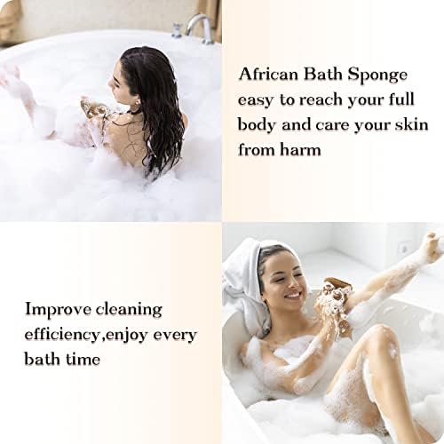 5 Pieces African Net Sponge with Handles Long African Exfoliating Net Washcloth Bath Sponge Net Cloth Wash Net Body Back Scrubber for Shower Loofah