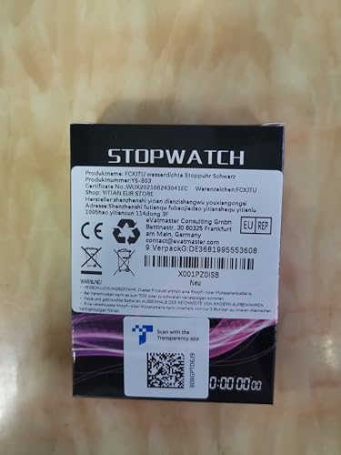 FCXJTU Digital Waterproof Stopwatch, No Bells, No Whistles, Simple Basic Operation, Silent, Clear Display, ON/Off, Large Display for Swimming Running Training Kids Coaches Referees Teachers (Black)