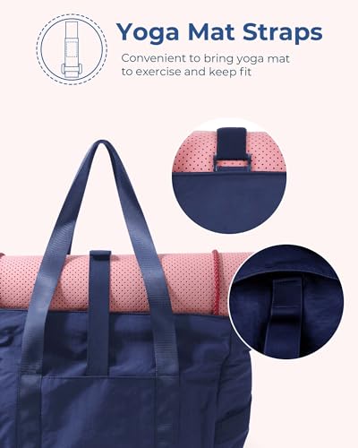BAGSMART Tote Bag for Women with Zipper, Gym Tote with Compartments, Laptop Work Tote Nurse Dance Yoga Bag for Sport, Travel