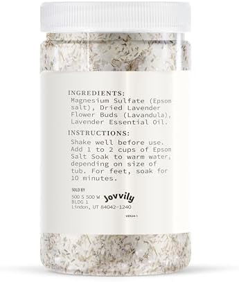 Epsom Salt Soak with Lavender Buds & Lavender Essential Oil - 2 lb - Always Pure - Magnesium Sulfate Soaking Solution