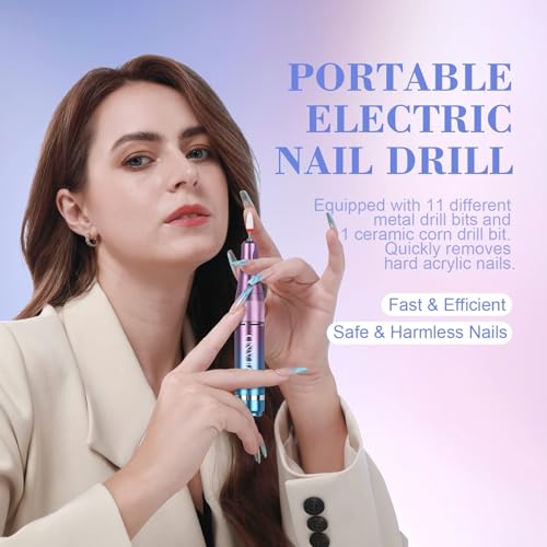 SAVILAND 40000RPM Electric Nail Drill Professional: Electric Nail File Portable Nail Drill with Acrylic Nail Kit 12 Drill Bit Nail Supplies Efile for 10s Fast Drill para Uñas Profesional Remove Salon
