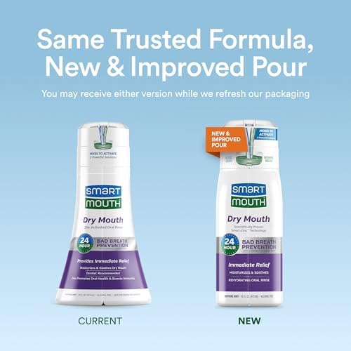SmartMouth Activated Dry Mouth Mouthwash, Dry Mouth and Bad Breath Relief, Mint, 16 fl oz, 2 Pack