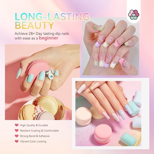 SAVILAND Dip Powder Nail Kit Starter - 20 Colors Summer Neon Dipping Powder System with Base/Top/Activator/Brush Saver, No U V Lamp Needed for Long-Lasting Salon & Home Manicure