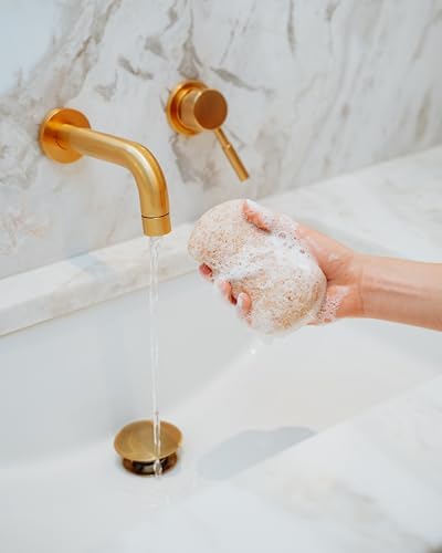 Bathorium Konjac Walnut Shell Body Sponge, Gently Cleanses Skin, Ideal for Daily Use, Made with Hand-Harvested Asian Konjac Root, Softens & Revitalizes, 1 Sponge