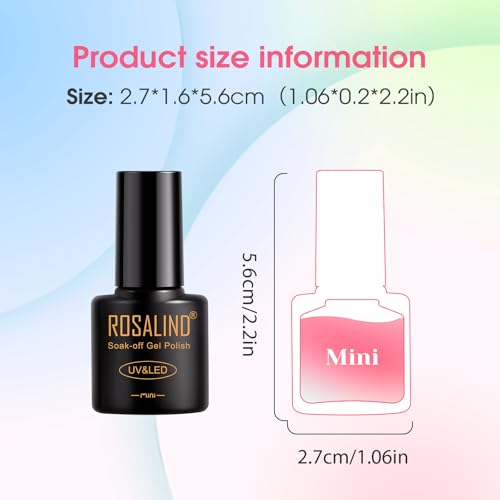 ROSALIND 100PCS Gel Nail Polish Set, 92 PCS Colors Gel Polish Set with 8 Bottles of Base and Glossy Matte Top Coat Starter Nail Set Suitable for All Seasons Gift for Women
