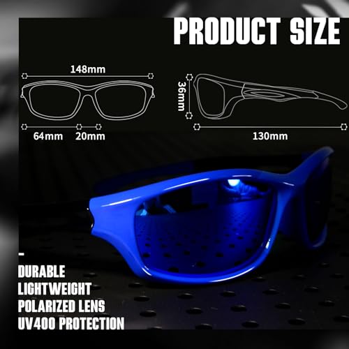 Joopin Trendy Blue Sport Sunglasses Lightweight Running Glasses Polarized UV400 Trendy Rectangle Wrap Around Shades for Men Women