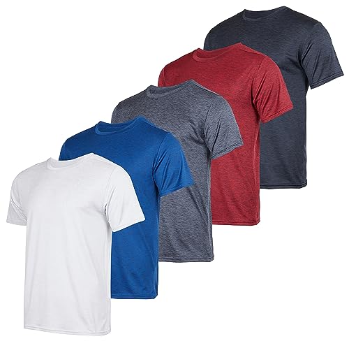 5 Pack Men’s Active Quick Dri Dry Fit Crew Neck T Shirts Athletic Running Gym Workout Short Sleeve Tee Tops Camisas Para Hombres Summer