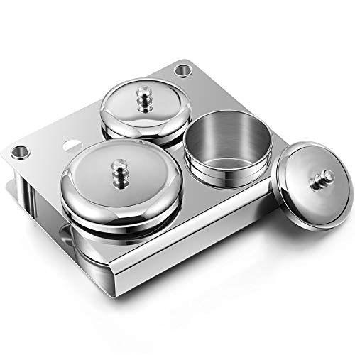 3 Pieces Acrylic Liquid Container Stainless Steel Acrylic Liquid Powder Cup Stainless Steel Nail Powder Holder Container with Lids for Nail Design Tools