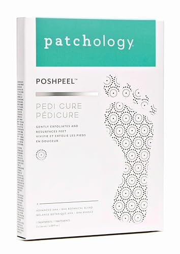 Patchology PoshPeel Pedi Cure - Foot Peel Mask Soak Treatment, Feet Peeling Mask, Pedicure Booties with Deep Exfoliation for Baby-soft Skin, Pedicure Supplies for Foot Care, 1 Pair