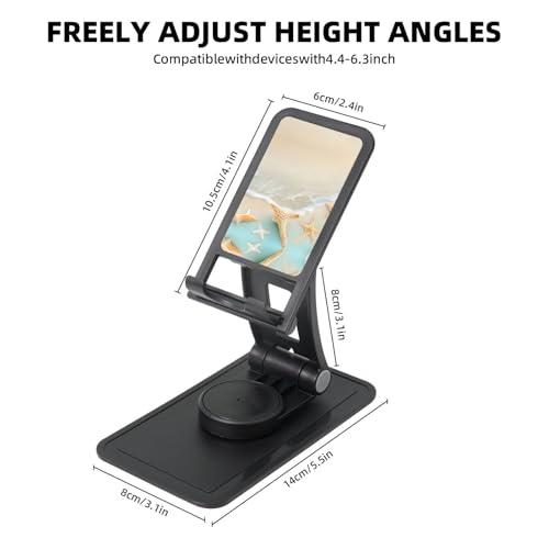Beach Starfish Cell Phone Stand 360° Adjustable Foldable Desktop Phone Holder Cradle Compatible with Most Mobile Phones Black