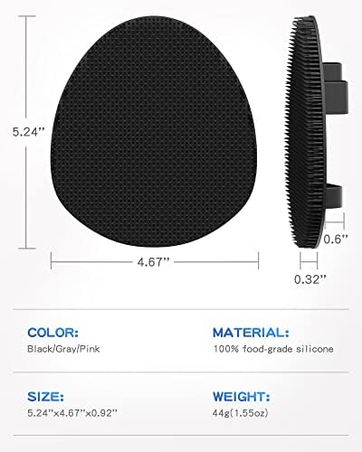 Manmihealth 3 PCS Soft Silicone Shower Brush, Super-Lathering and Deep-Cleaning Silicone Body & Face Scrubber, Gentle Exfoliating Bath Glove for All Skin Types with Free Hooks (Black +Gray+ Pink)