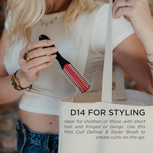 Denman Mini Curl Definer & Styler 5 Row Hairbrush for Detangling, Separating, and Defining Curls, Curly Hairbrush, Sleek Blowdrying - D14
