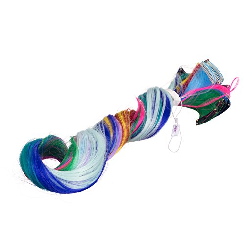 SWACC 22 Pcs Colored Party Highlights Clip on in Hair Extensions Multi-Colors Hair Streak Synthetic Hairpieces (11 Colors 22 Pcs in Set -Curly Wavy)