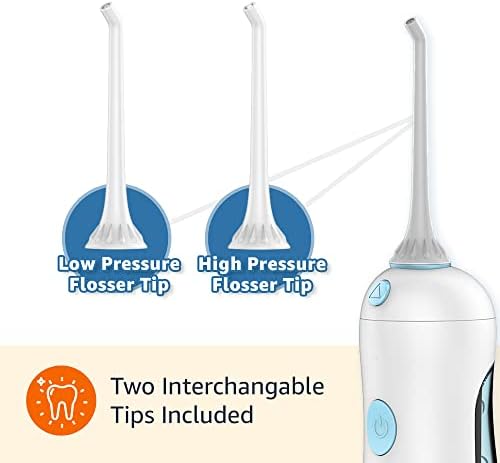 Amazon Basics HydroClean Cordless Water Flosser, 1 Water Flosser Handle, 2 Flosser Tips, 2 AA batteries included