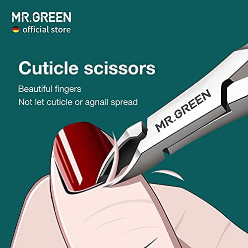 MR.GREEN Cuticle Nippers Nail Manicure Scissors Cuticle Clippers Trimmer Dead Skin Remover Stainless Steel Cutters Beauty Tool With Pusher (Mr-1028+Pusher)