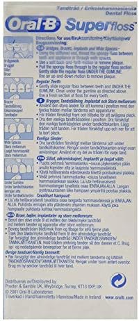 Oral-B Super Floss Mint Dental Floss for Braces Bridges - 50 Strips (Pack of 6)