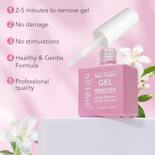Gel Nail Polish Remover, (2PCS) Professional Gel Polish Remover for Nails, No Need for Foil, Quick & Easy Polish Remover In 2-5 Minutes, 0.5 Fl Oz