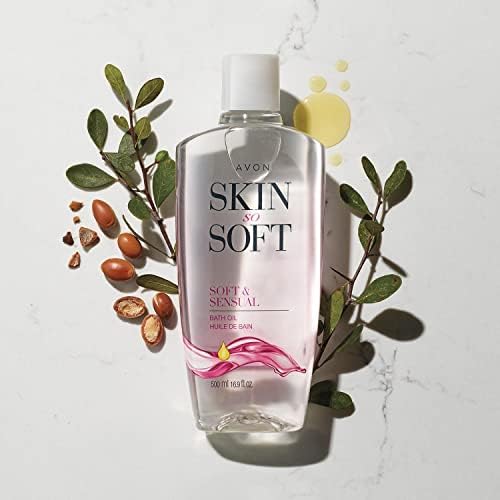 Skin So Soft Bonus-Size Soft & Sensual Bath Oil – 25 fl. oz. with Argan Oil, Spicy Floral Scent, Deep Hydration, Softens & Smoothes Skin, Can Be Used as Leave-On Moisturizer