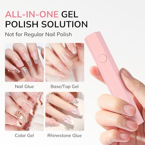 Lavinda Handheld UV Light for Gel Nails, Mini Nail Lamp, Portable Cordless Rechargeable UV Led Nail Lamp Nail Dryer for Fast Curing Gel Polish USB Flashlight for Home DIY Manicure