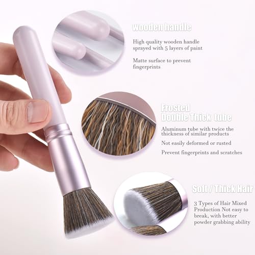 31pcs Makeup Brushes Purple And Makeup Sponges And With Tools Combination Wooden Make up Brushes For Girls Silicone Makeup Brush Cleaner Bowl Professional Makeup Brush Sets For Women(Purple 31pcs)