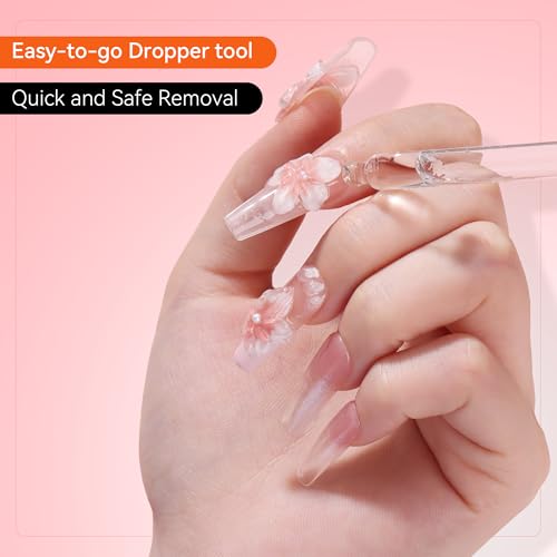 Makartt Press on Nail Glue Remover: 50ML Quick Glue Debonder | Easy Removal with a Dropper Applicator | Updated Formula with Vitamin E | No Acetone/Hema | For Fake Nails,Semicure Stickers,Large