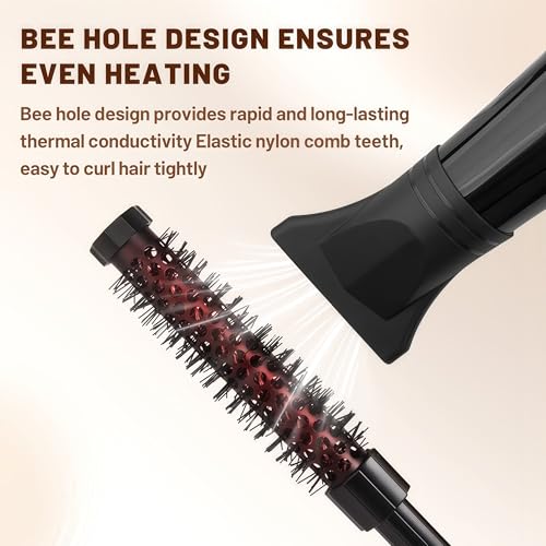 3pcs Small Round Hair Brush for Short Hair - Barrel Hair Brush for Blow Drying, Aluminum Round Brush for Bobs, Bangs, Lobs, Roots, Curling, Pixie Cuts, Straight Hair - Black